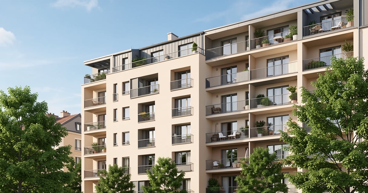 Façade d'un immeuble de logements sociaux modernes en France