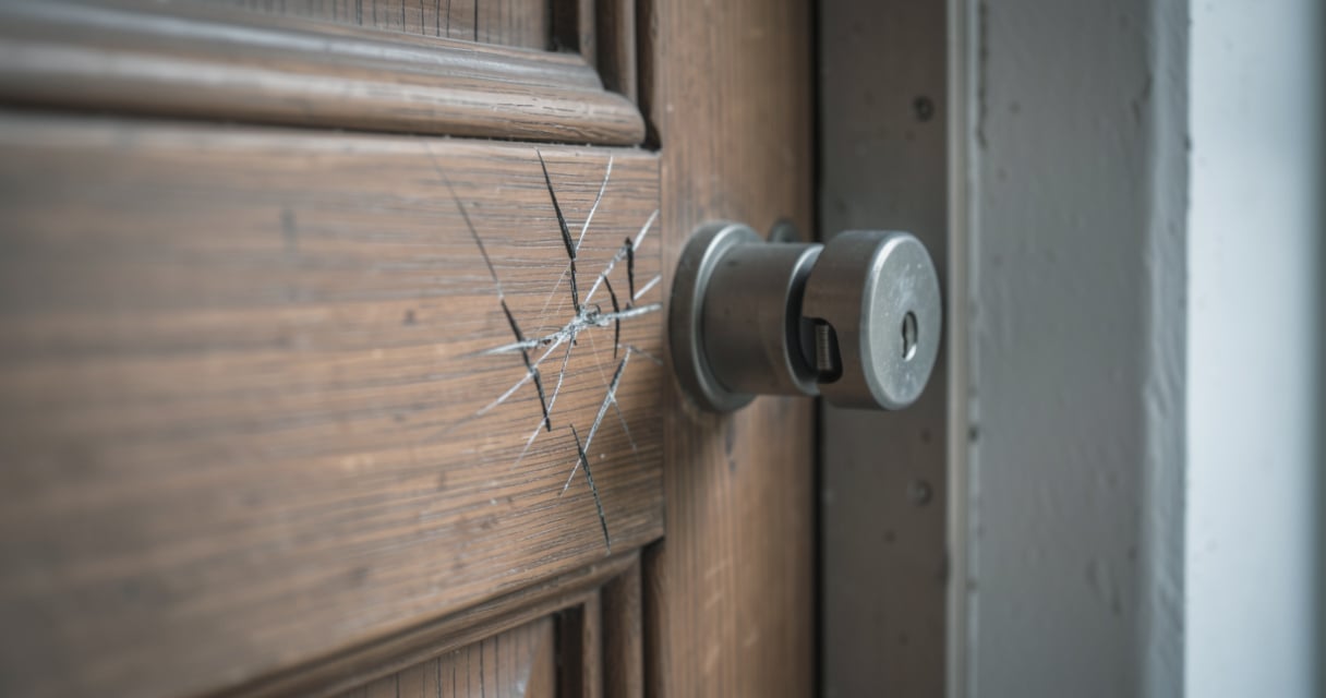 Serrure de porte d'entrée endommagée après une effraction
