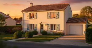 Maison française aux volets fermés en fin de journée pendant les vacances
